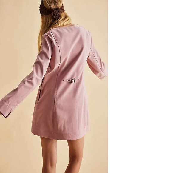 new FREE PEOPLE Faux suede lace up mini dress pink zephyr xs s - Picture 3 of 3